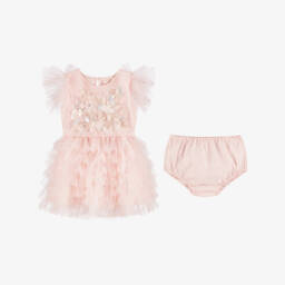 Tutu du Monde-Платье розовое из тюля с бусинами и цветами из пайеток для малышек | Childrensalon
