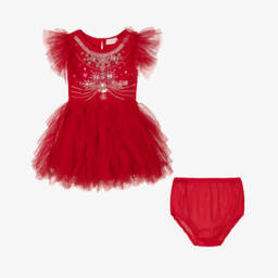 Tutu du Monde-Baby Girls Red Tulle Dress with Crystal Beads & Sequins | Childrensalon