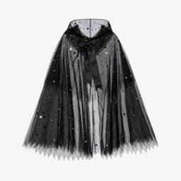 Tutu du Monde-Girls Black Sequinned Tulle Hooded Halloween Cape | Childrensalon