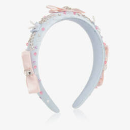 Girls Blue Beaded Hairband