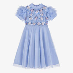 Tutu du Monde-Girls Lilac Purple Tulle Dress with Beaded Sequin Flowers | Childrensalon