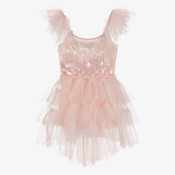 Tutu du Monde-Girls Pale Pink Sequin Embellished Tulle Dress | Childrensalon