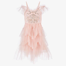 Girls Pink Embellished Tulle Tutu Dress 