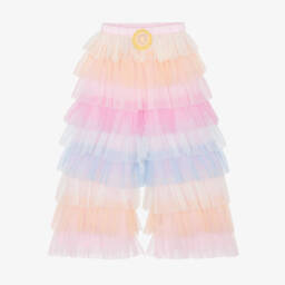 Girls Pink Pastel Coloured Tulle Ruffle Trousers