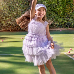 Tutu du Monde-Girls Purple Beaded Ruffled Tulle Dress | Childrensalon