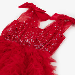 Tutu du Monde-Girls Red Sequinned Tulle Tiered Dress | Childrensalon