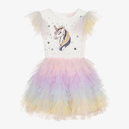 Tutu du Monde-Girls Unicorn Ivory & Rainbow Dress | Childrensalon