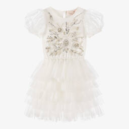 Tutu du Monde-Girls White Beaded & Sequinned Tulle Dress | Childrensalon
