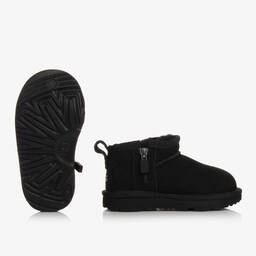 UGG-Black Classic Ultra Mini Suede Leather Boots | Childrensalon