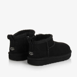 UGG-Black Classic Ultra Mini Suede Leather Boots | Childrensalon