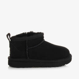 UGG-Black Classic Ultra Mini Suede Leather Boots | Childrensalon