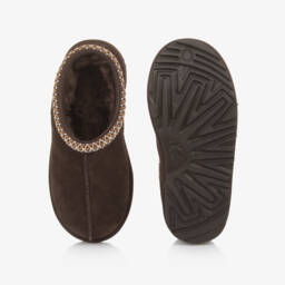 UGG-Brown Leather Tasman Mules | Childrensalon