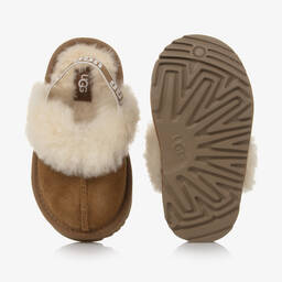 UGG-شبشب جلد شامواه لون بني للبنات | Childrensalon