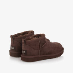 UGG-Dark Brown Classic Ultra Mini Suede Boots | Childrensalon