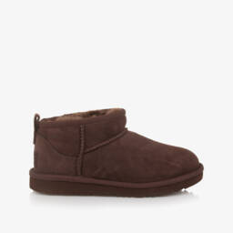 UGG-Dark Brown Classic Ultra Mini Suede Boots | Childrensalon