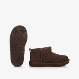 UGG-Dark Brown Classic Ultra Mini Suede Boots | Childrensalon