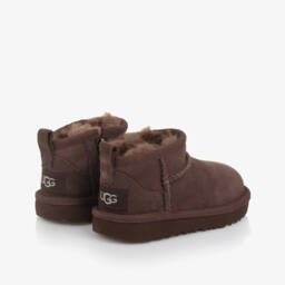 Une Fille-Dark Brown Suede Classic Ultra Mini Boots | Childrensalon