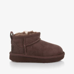 Une Fille-Dark Brown Suede Classic Ultra Mini Boots | Childrensalon