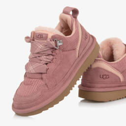 Une Fille-Girls Pink Suede Lowmel Trainers | Childrensalon