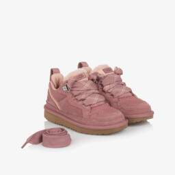 Une Fille-Girls Pink Suede Lowmel Trainers | Childrensalon