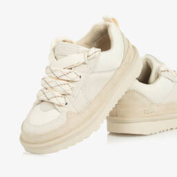 Une Fille-Ivory Lo Lowmel Suede Trainers | Childrensalon