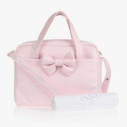 Uzturre-Pink Bow Changing Bag (38cm) | Childrensalon