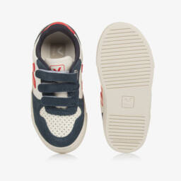 VEJA-حذاء رياضي V-10 لون كحلي وأحمر وعاجي | Childrensalon