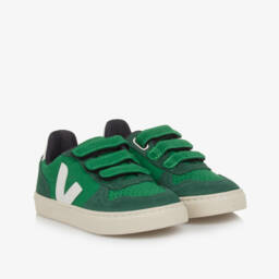 VEJA-Boys Green Suede Leather V-10 Trainers | Childrensalon