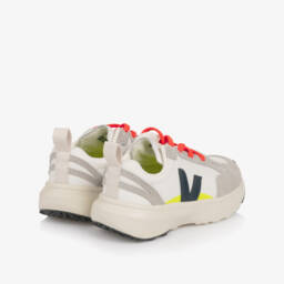 VEJA-Кроссовки Canary бело-серые из кожи для мальчиков | Childrensalon