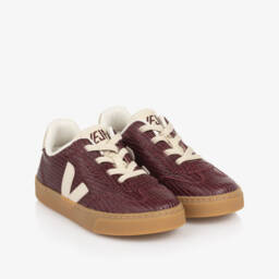 VEJA-Burgundy Red Slip On Small Volley Leather Trainers | Childrensalon