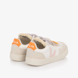 VEJA-Кроссовки V90 кремово-розовые из кожи для девочек | Childrensalon