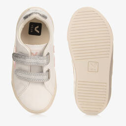 VEJA-Teen Girls White & Pink Leather Esplar Trainers | Childrensalon