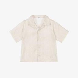 Baby Boys Ivory & Beige Greca Mosaic Silk Shirt 