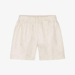 Baby Boys Ivory & Beige Greca Mosaic Silk Shorts