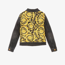 Versace-Black Barocco Print Denim Jacket | Childrensalon