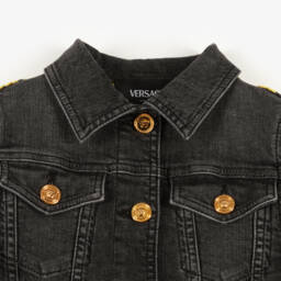 Versace-Black Barocco Print Denim Jacket | Childrensalon