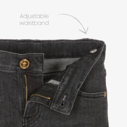 Versace-Black Denim Barocco Print Jeans | Childrensalon
