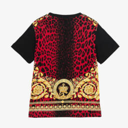 Versace-Black Wild Barocco Print Cotton T-Shirt | Childrensalon