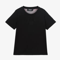 Versace-Black Wild Barocco Print Cotton T-Shirt | Childrensalon