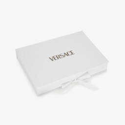 Versace-Blue & Grey Barocco Print Cotton Muslins (2 Pack) | Childrensalon