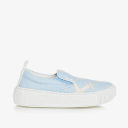 Versace-Blue Stella Marina Print Slip-On Trainers | Childrensalon