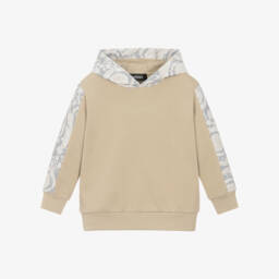 Boys Beige Cotton Barocco Print Hoodie