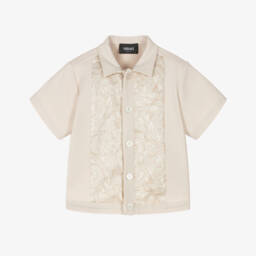 Boys Beige Jersey Shirt with Whisper Barocco Trims