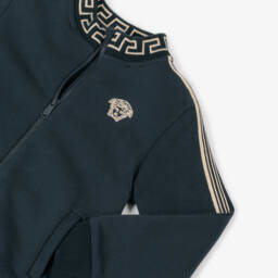 Versace-Boys Blue Cotton Medusa Logo Zip-Up Top | Childrensalon