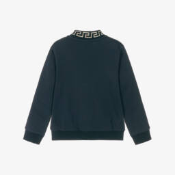 Versace-Boys Blue Cotton Medusa Logo Zip-Up Top | Childrensalon