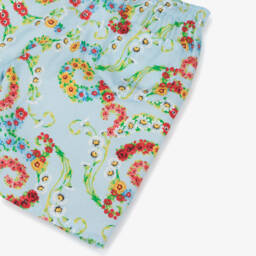 Versace-Boys Blue Floral Barocco Shorts | Childrensalon