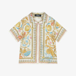 Boys Ivory & Gold Underwater Barocco Silk Shirt