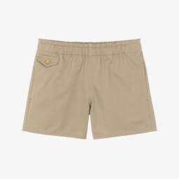 Boys Khaki Beige Gabardine Shorts