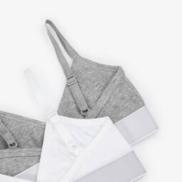 Versace-Girls Grey & White Cotton Bras (2 Pack) | Childrensalon