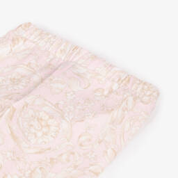 Versace-Girls Pink Cotton Barocco Print Leggings | Childrensalon